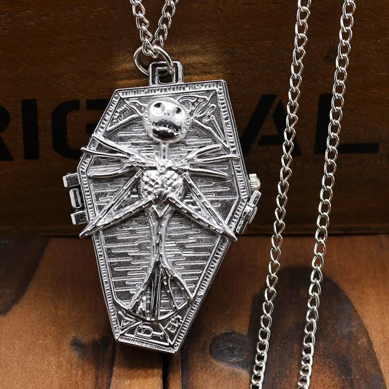 Creative Skeleton Pocket Watch Fashion Men Quartz Necklace Watches Vintage Chain Clock Gift Irregular Shape Relojes