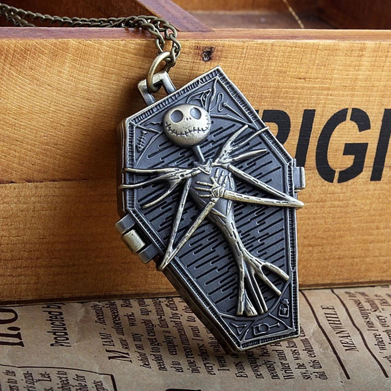 Creative Skeleton Pocket Watch Fashion Men Quartz Necklace Watches Vintage Chain Clock Gift Irregular Shape Relojes