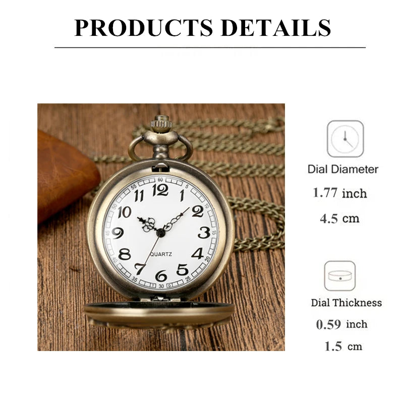 Vintage Bronze Hollow Motorcycle Quartz Pocket Watch with Necklace Chain Leisure Pendant Gift Men's Clock
