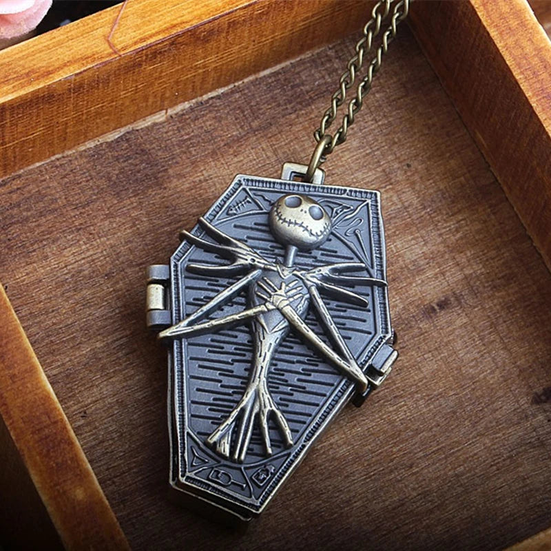 Creative Skeleton Pocket Watch Fashion Men Quartz Necklace Watches Vintage Chain Clock Gift Irregular Shape Relojes