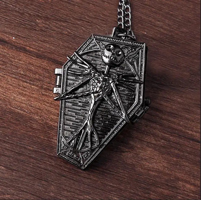 Creative Skeleton Pocket Watch Fashion Men Quartz Necklace Watches Vintage Chain Clock Gift Irregular Shape Relojes