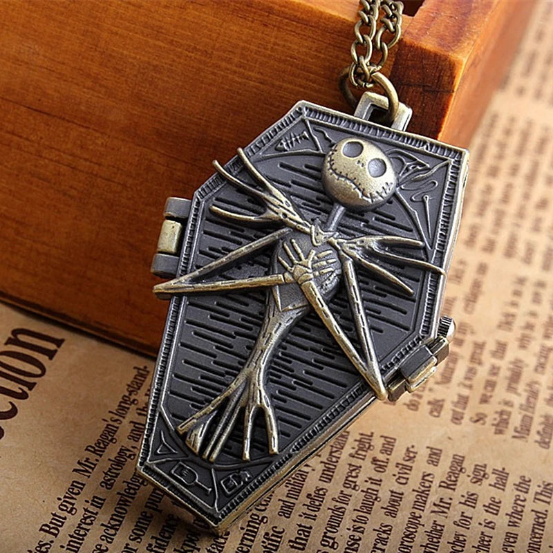 Creative Skeleton Pocket Watch Fashion Men Quartz Necklace Watches Vintage Chain Clock Gift Irregular Shape Relojes