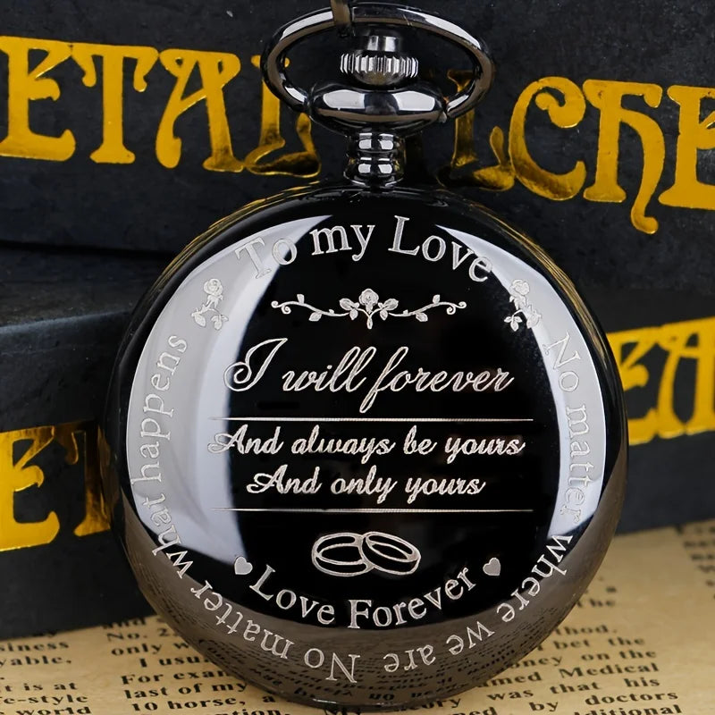 To My Love Quartz Pocket Watch Vintage Fashion Necklace Chain Watch, Valentine's Day Wedding Anniversary Gifts For Women Men