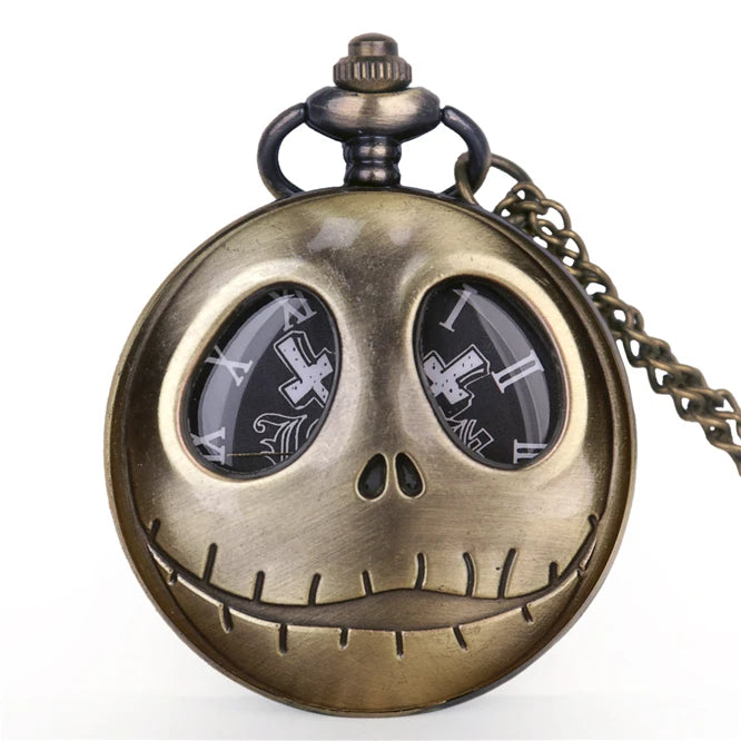 Vintage Bronze Big Eyes Design Quartz Pocket Watch Necklace Gifts Fashion New Men Women Exquisite Watches Relogios Clock