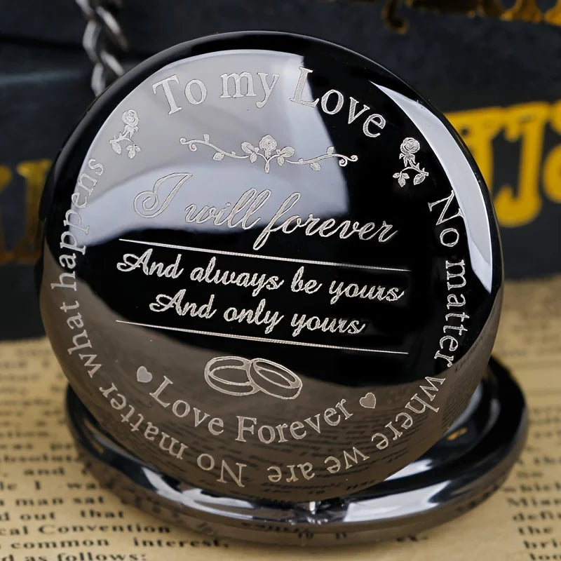 To My Love Quartz Pocket Watch Vintage Fashion Necklace Chain Watch, Valentine's Day Wedding Anniversary Gifts For Women Men