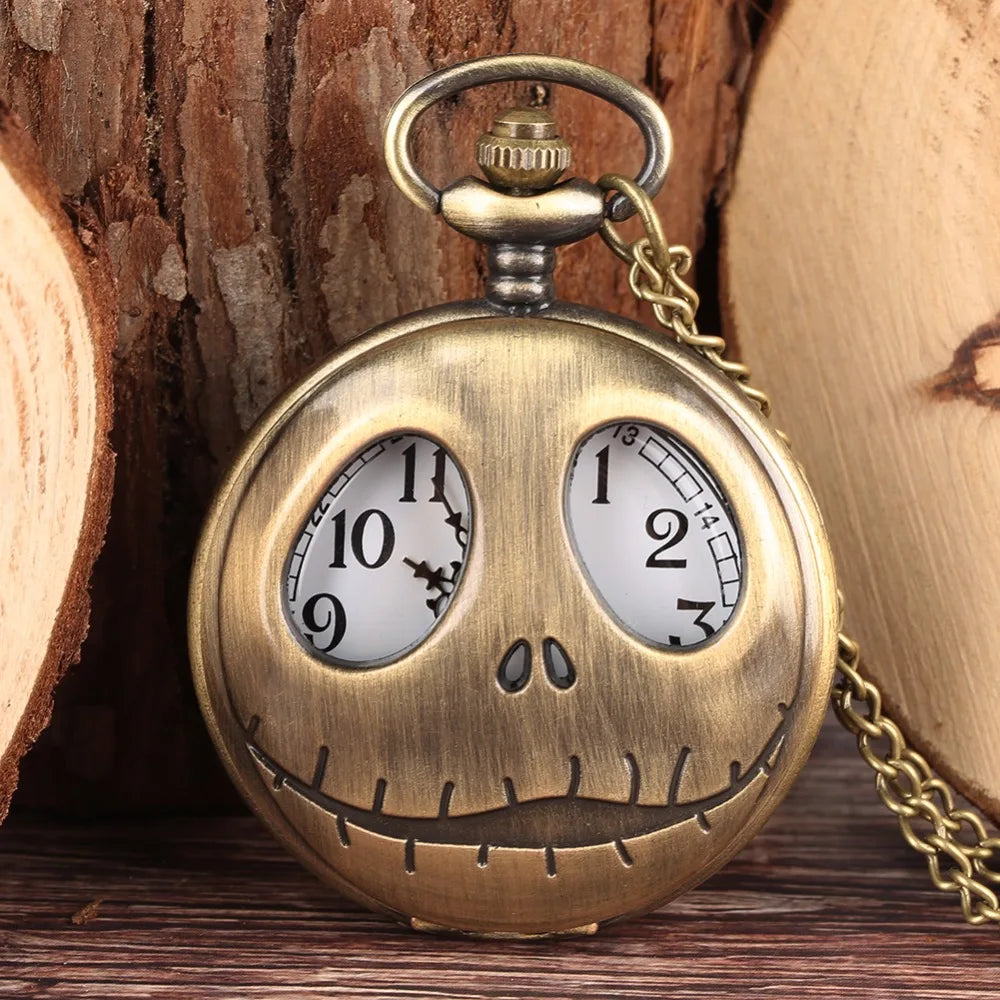 Vintage Bronze Big Eyes Design Quartz Pocket Watch Necklace Gifts Fashion New Men Women Exquisite Watches Relogios Clock