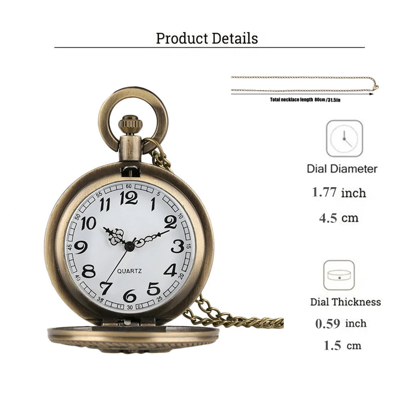 Vintage Bronze United States Marine Quartz Necklace Pocket Watch  Arabic Numerals Display Pendant Pocket Clock Collections Gifts