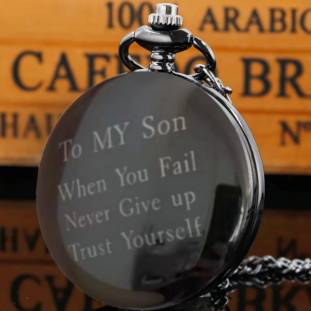 To My Love Quartz Pocket Watch Vintage Fashion Necklace Chain Watch, Valentine's Day Wedding Anniversary Gifts For Women Men