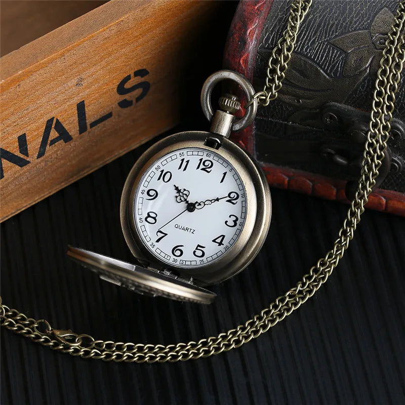 Vintage Bronze United States Marine Quartz Necklace Pocket Watch  Arabic Numerals Display Pendant Pocket Clock Collections Gifts