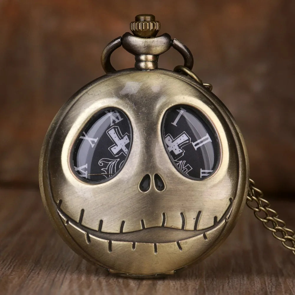 Vintage Bronze Big Eyes Design Quartz Pocket Watch Necklace Gifts Fashion New Men Women Exquisite Watches Relogios Clock