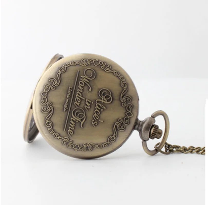 Elegant Retro Bronze Hollow Animal Design Quartz Pocket Watch with Necklace Chain Leisure Pendant Gift Men's Exquisite Clock