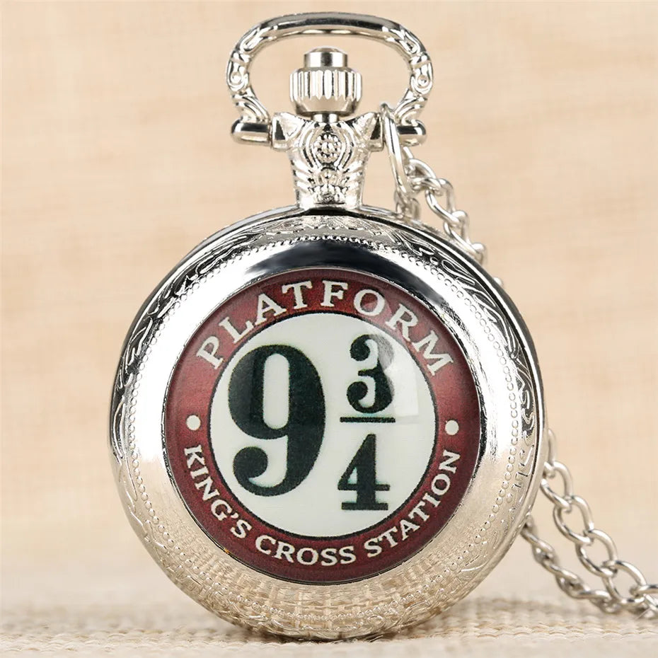 Vintage Movie Extension King's Cross London 9 3/4 Platform Quartz Pocket Watch =Necklace Pendant Clock Reloj Anniversary Gift
