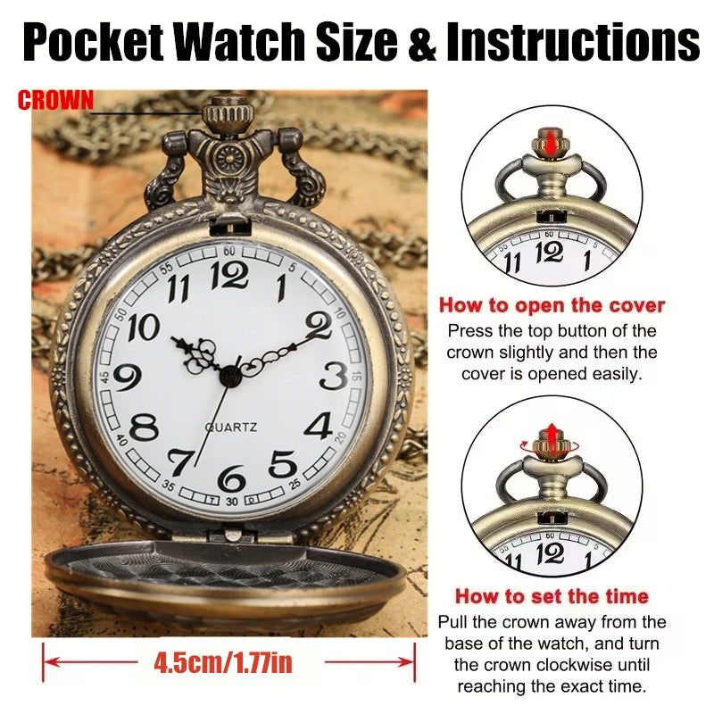 Vintage Classic Design Quartz Pocket Watch Men Fans Souvenir Gifts with 80cm Necklace Chain Best Gift Clock Male Relogio