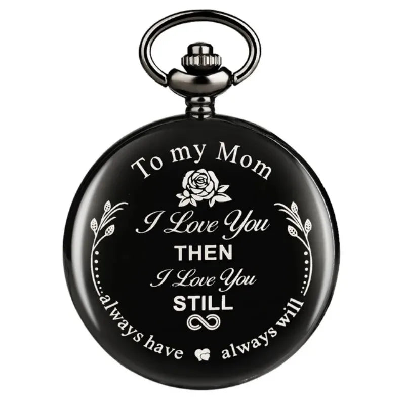 Exquisite "To My Mom" Quartz Pocket Watch Vintage Fashion Necklace Chain Watch Mother's Day Birthday Best Gift For Mom Mama