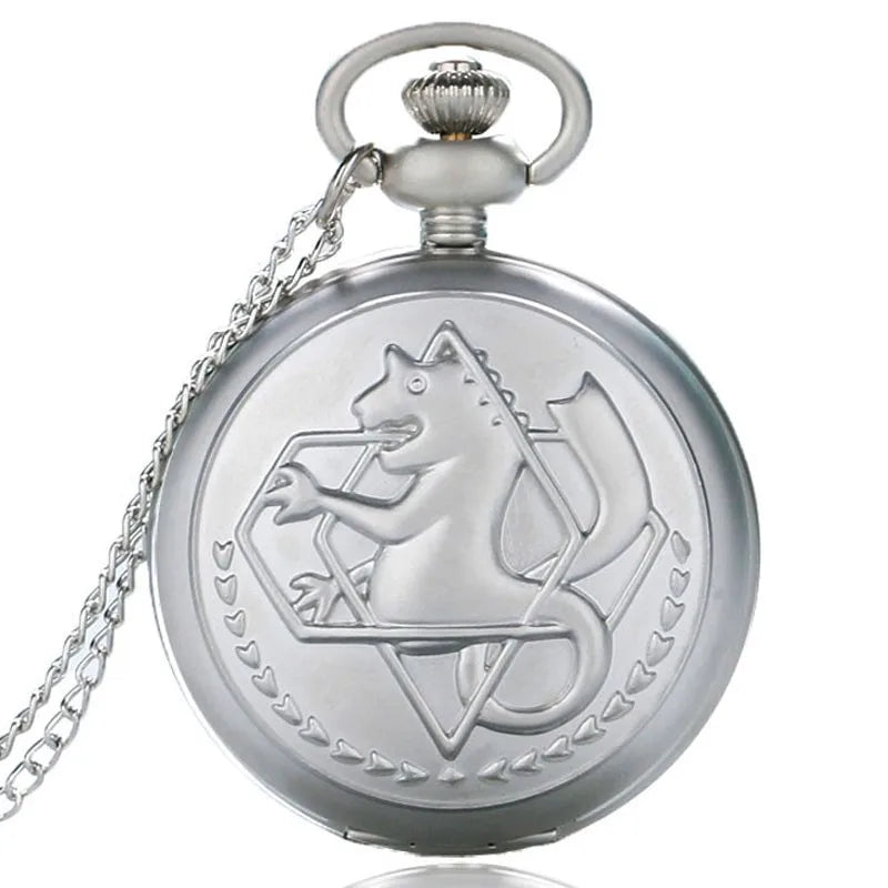 Retro Cartoon Silvery Animal Statue Quartz Pocket Watch Men Kids Gifts with 80cm Neck Chain Clock Relogio