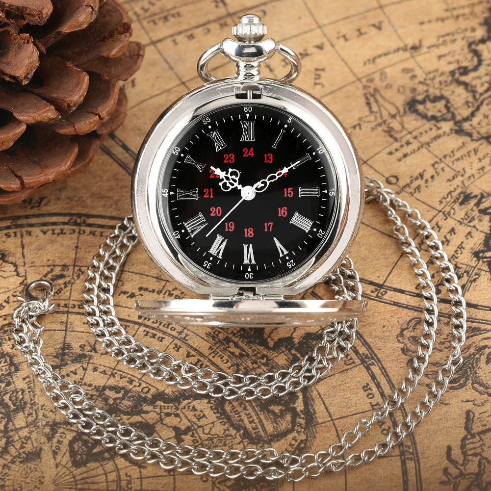 Retro Luminous LED Light Train Locomotive Engine Quartz Pocket Watch Gift for Male Women Chronograph Hombre Relojes