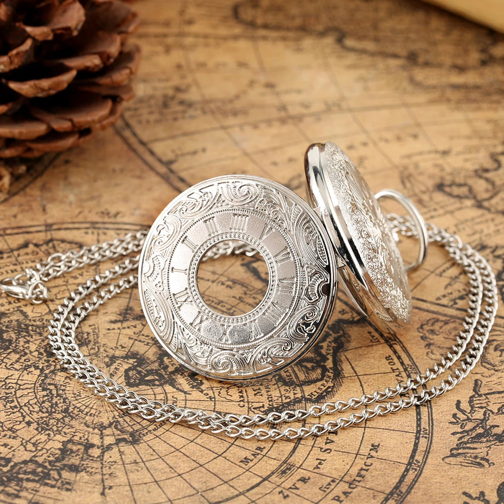 Retro Luminous LED Light Train Locomotive Engine Quartz Pocket Watch Gift for Male Women Chronograph Hombre Relojes