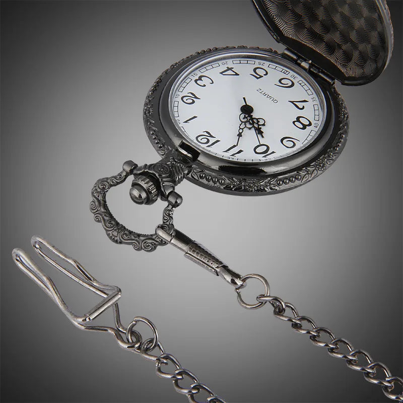 Black Game Cross Fire Headshot Skull Quartz Pocket Watch Steampunk Watches for Men Fans Souvenir Gifts With Chain Rlogio Clock