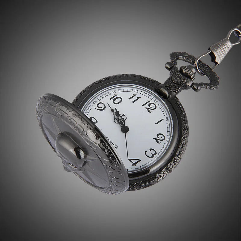 Black Game Cross Fire Headshot Skull Quartz Pocket Watch Steampunk Watches for Men Fans Souvenir Gifts With Chain Rlogio Clock