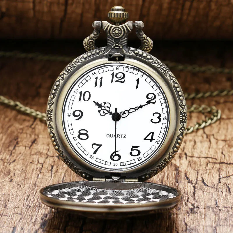 Retro Bronze Sickle Hammer Style Quartz Pocket Watch Men Fans Souvenir Gifts with 80cm Neck Chain  Relogio