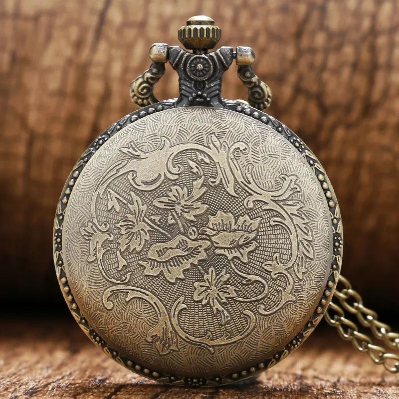 Retro Bronze Sickle Hammer Style Quartz Pocket Watch Men Fans Souvenir Gifts with 80cm Neck Chain  Relogio