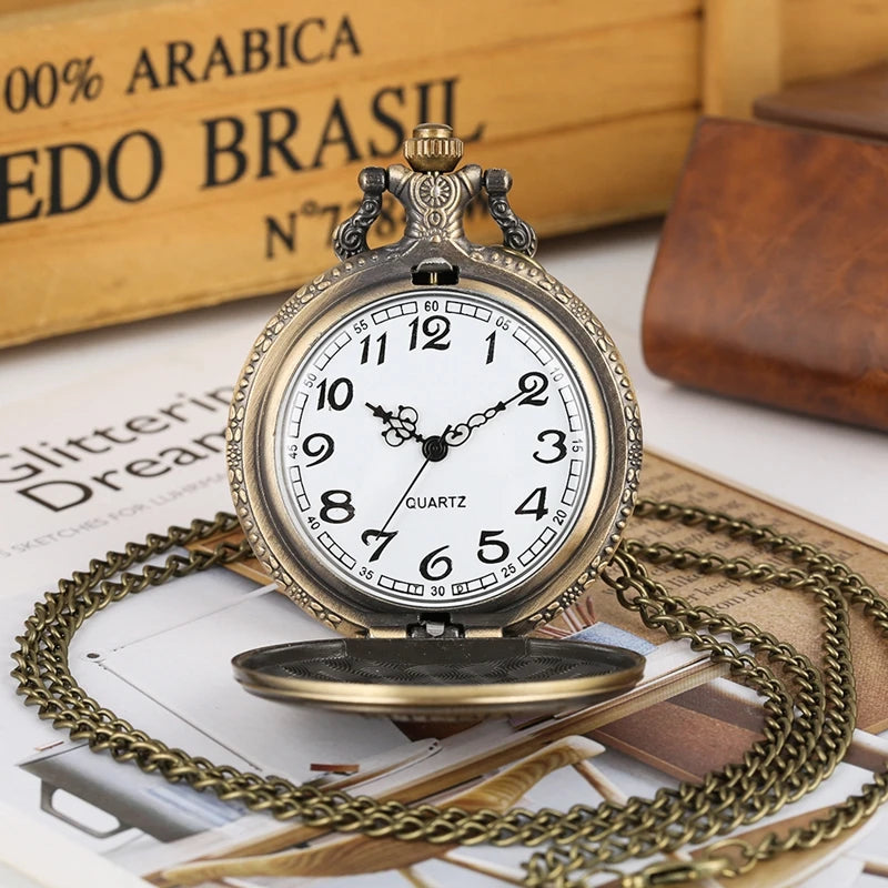 Vintage 3D Monkey Design Bronze Quartz Pocket Watch With Necklace Chain Gift for Male Women Chronograph Hombre Relojes