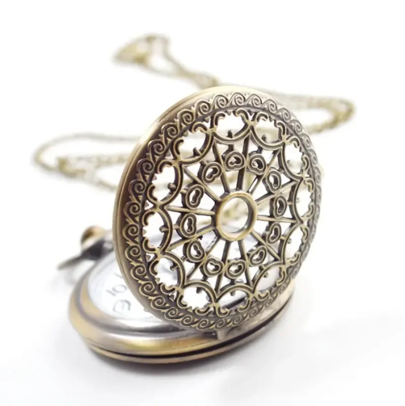 Retro Hollow Spider Web  Quartz Pocket Watch Men Fans Souvenir Gifts with 80cm Neck Chain  Relogio