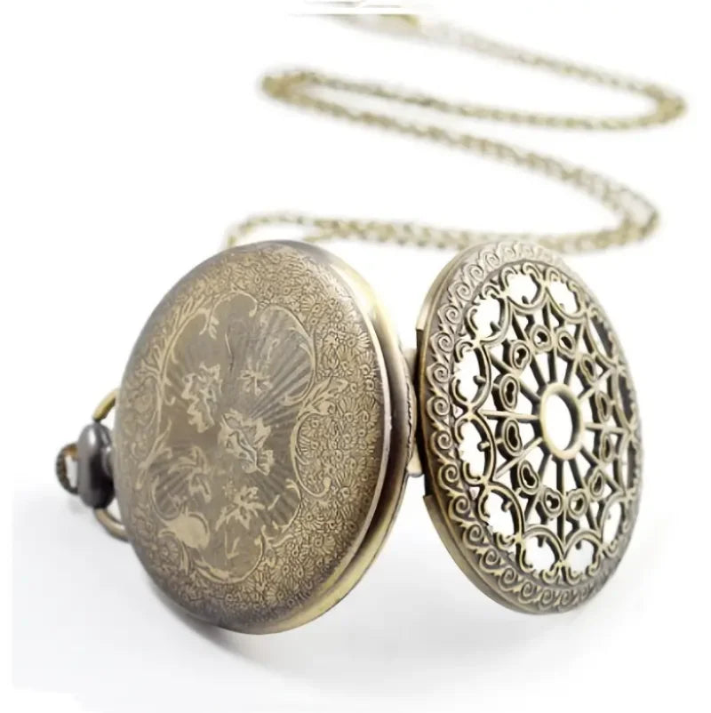 Retro Hollow Spider Web  Quartz Pocket Watch Men Fans Souvenir Gifts with 80cm Neck Chain  Relogio