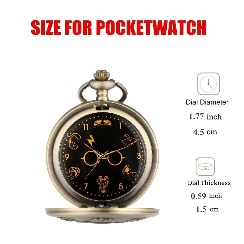 Retro Bronze Cartoon Harajuku Glitter Glasses Graphic Quartz Pocket Watch Gift for Male Kids Chronograph Hombre Relojes