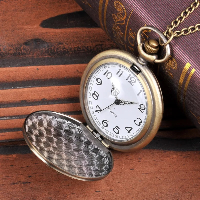 Retro Watch Quatz Remember The History "United States Veteran" Bronze Pocket Watch With Necklace Chain Cool Pendant Clock Gift