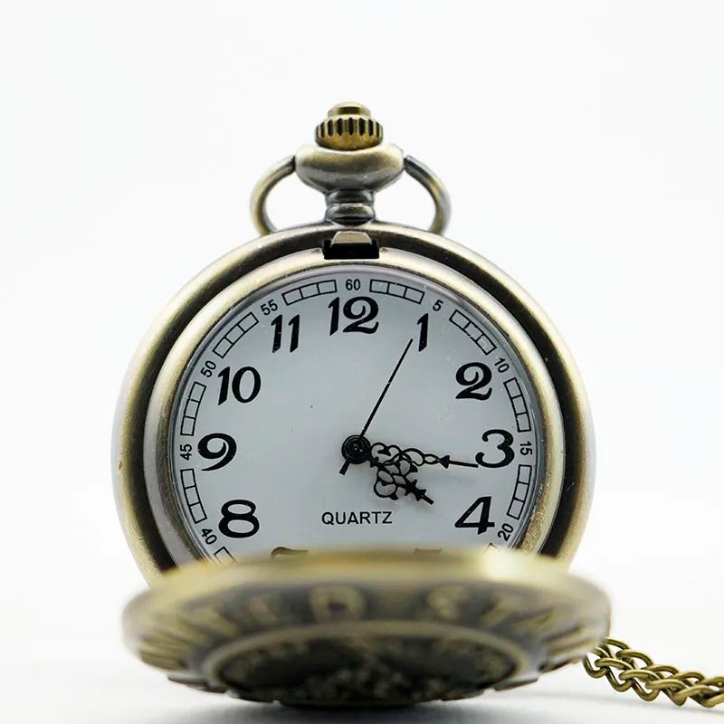 Retro Watch Quatz Remember The History "United States Veteran" Bronze Pocket Watch With Necklace Chain Cool Pendant Clock Gift