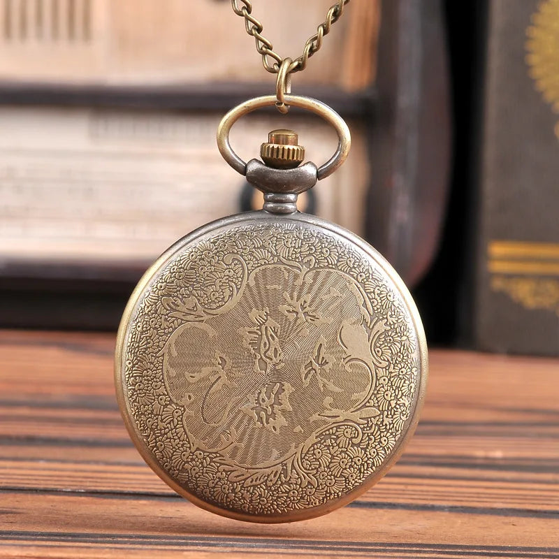 Retro Watch Quatz Remember The History "United States Veteran" Bronze Pocket Watch With Necklace Chain Cool Pendant Clock Gift