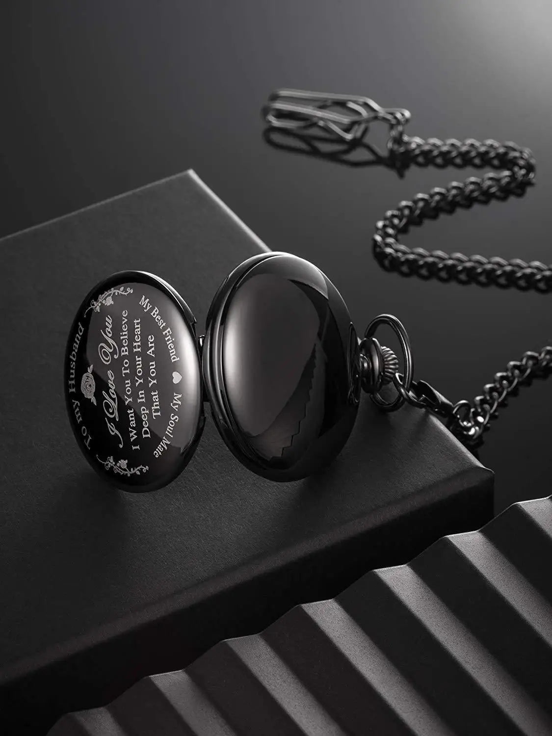 Exquisite To My Husband  Quartz Pocket Watch Men Fans Souvenir Gifts with 80cm Neck Chain Watch