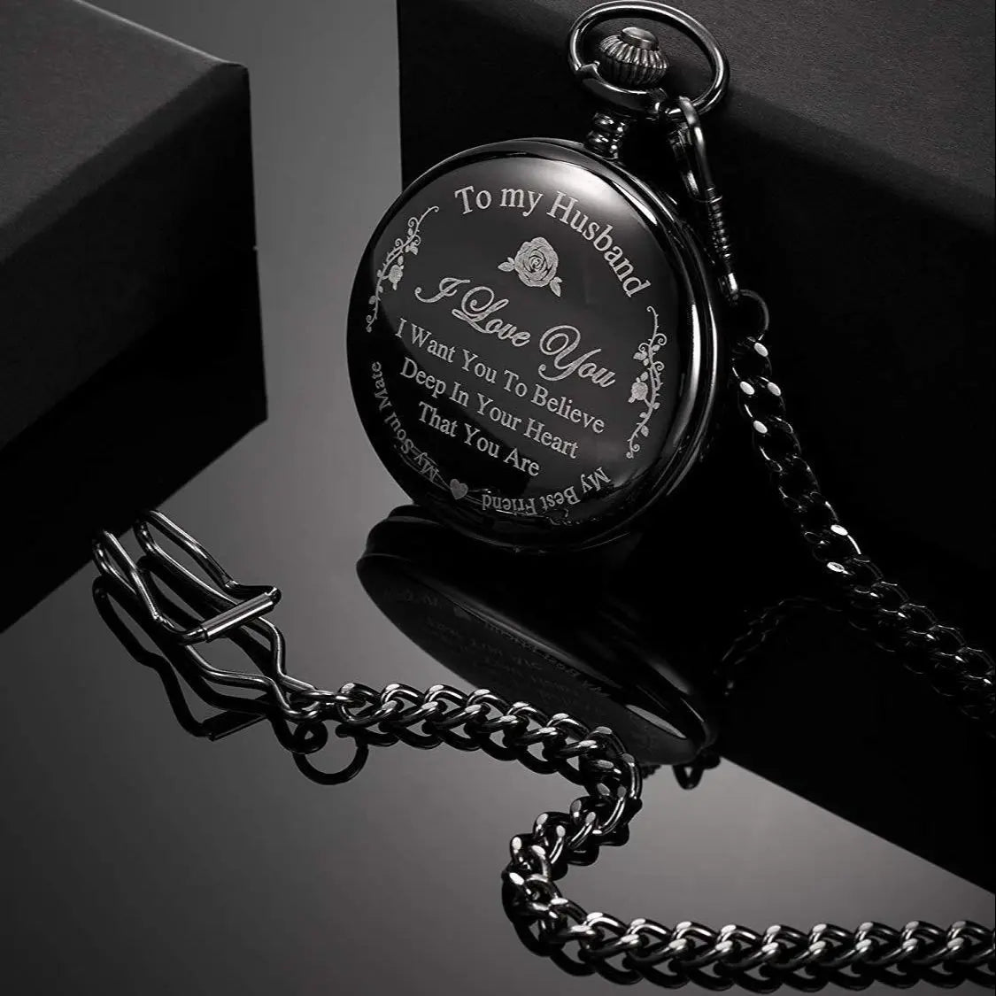 Exquisite To My Husband  Quartz Pocket Watch Men Fans Souvenir Gifts with 80cm Neck Chain Watch