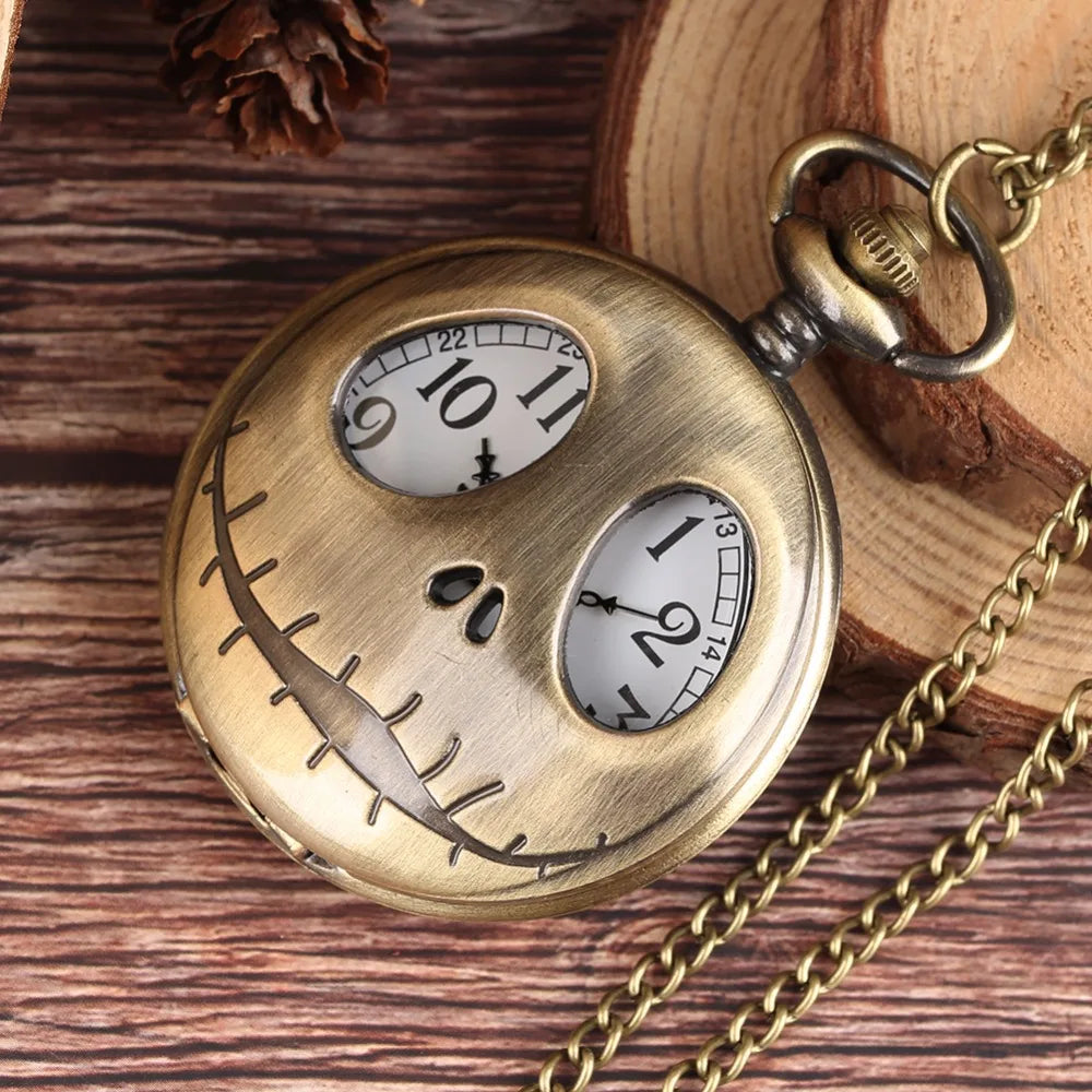 Retro Bronze Big Eyes Design Quartz Pocket Watch Vintage Necklace Gifts Fashion New Men Women Exquisite Watches Relogios