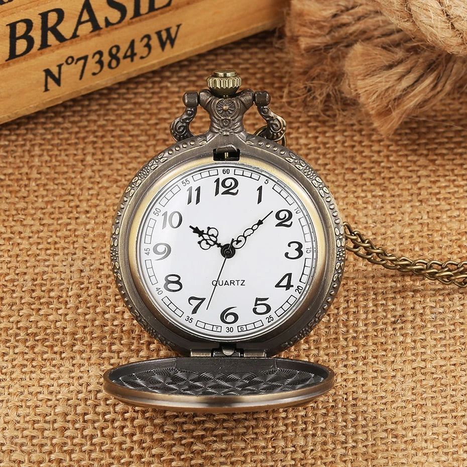 Vintage Classic Bronze Cosplay Quartz Pocket Watch Gift Pendant Clock For Mlae Kids Relogio Saati