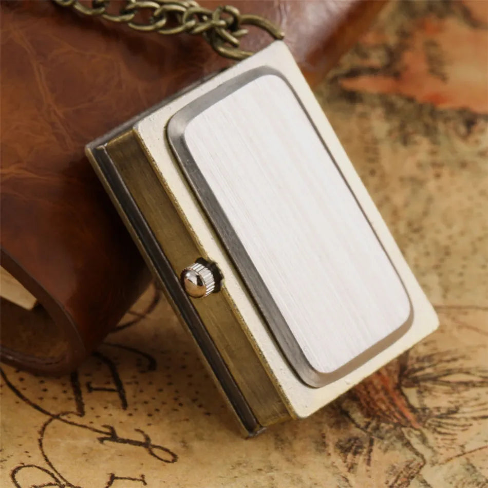 Vintage Pocket Watch Death Note Book Square Shape Quartz Watches Men Fans Souvenir Students Gifts Neck Chain Relogio Saati