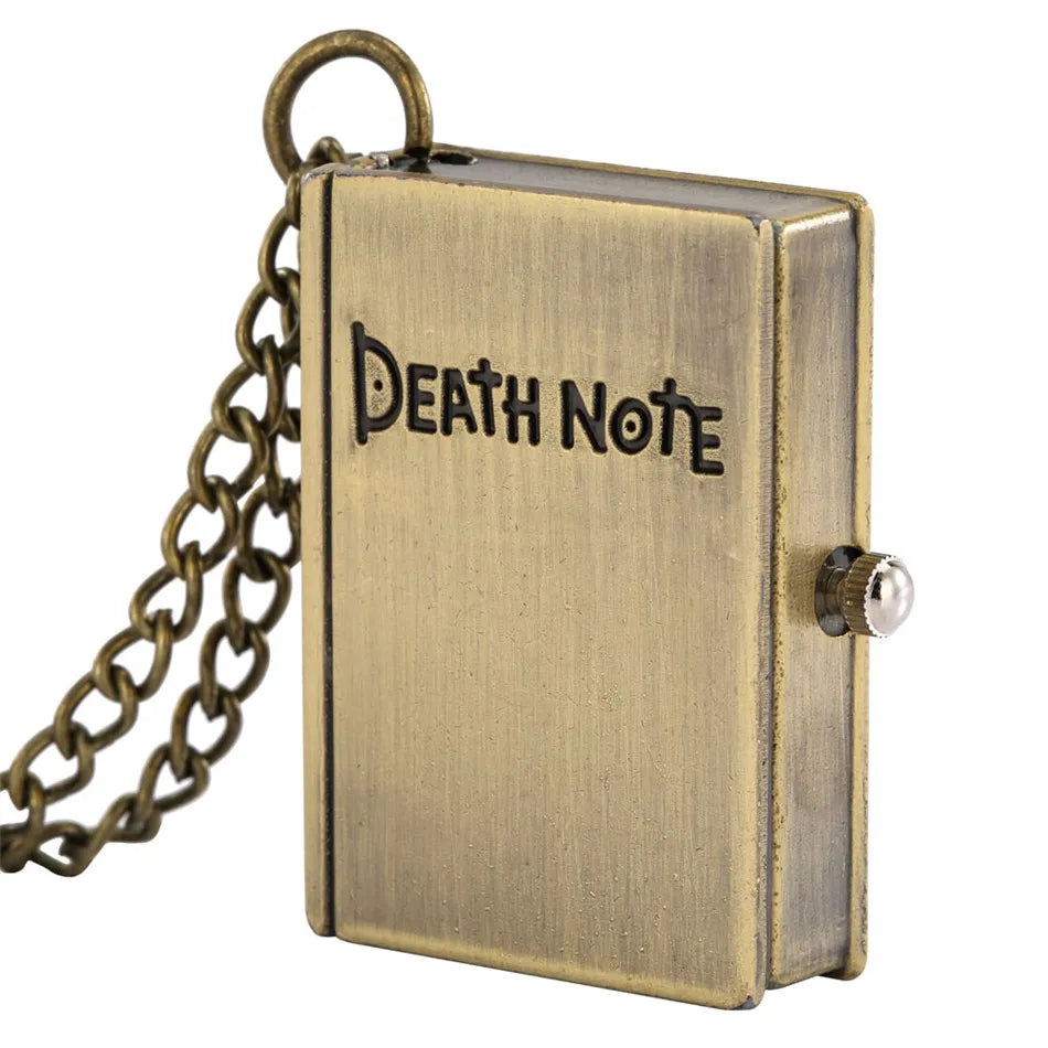 Vintage Pocket Watch Death Note Book Square Shape Quartz Watches Men Fans Souvenir Students Gifts Neck Chain Relogio Saati