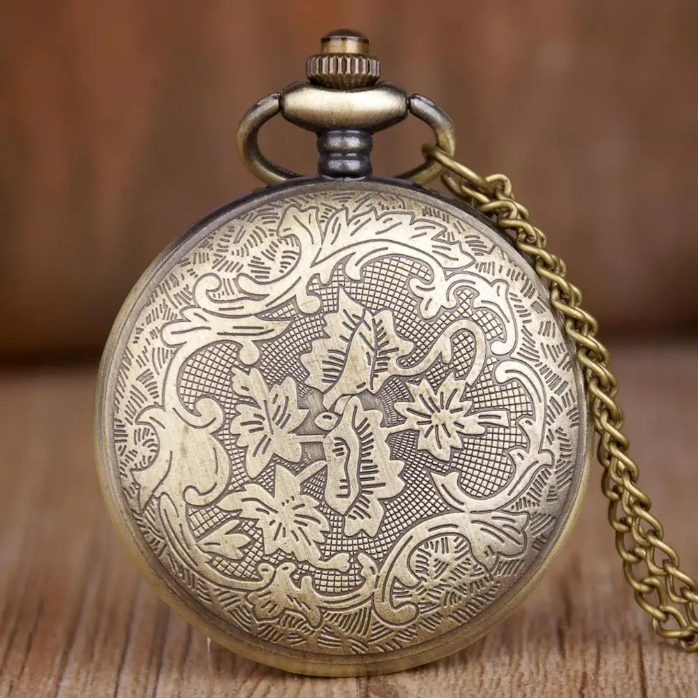 Vintage Bronze Cartoon Skull Chriatmas Quartz Pocket Watch With Necklace Movement Gift Pendant Clock For Mlae Kids Relogio Saati