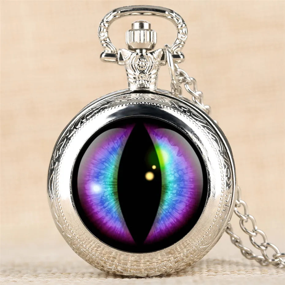 Exquisite Vintage Eye Design Quartz Pocket Watch With Necklaces Pendant Clock Gift For Mlae Kids Relogio Saati With Necklace