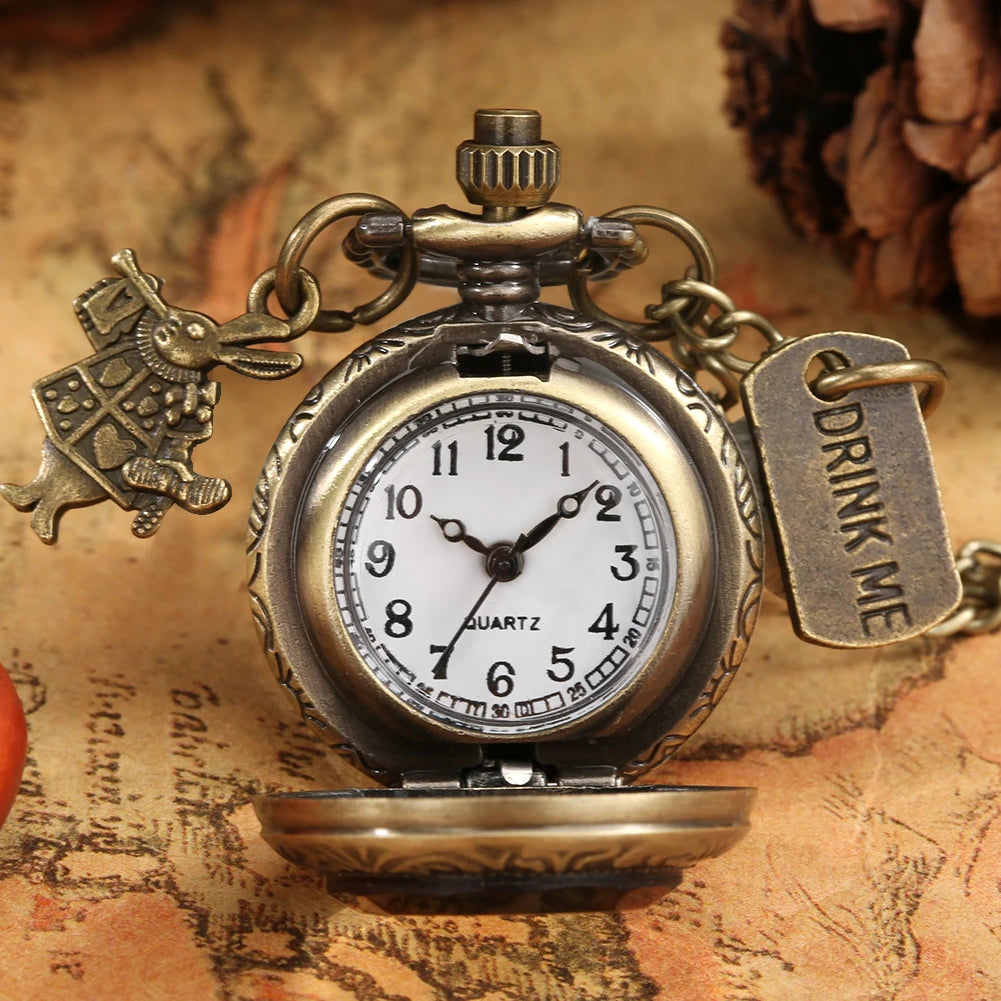 Festival Vintage Bronze Cute Mini Rabbit Pocket Watch with Quartz Movement Gift Pendant Clock for Mlae Kids Relogio Saati