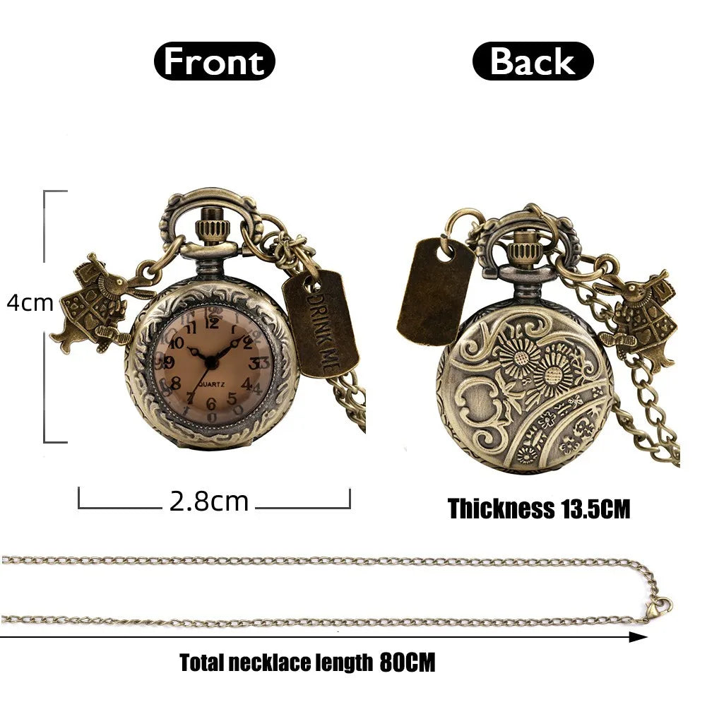 Festival Vintage Bronze Cute Mini Rabbit Pocket Watch with Quartz Movement Gift Pendant Clock for Mlae Kids Relogio Saati