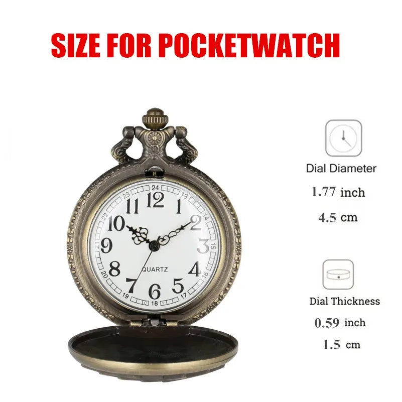 Stylish Vintage Bronze Playing Card Necklace Pocket Watch Pendant Clock Gift For Mlae Kids Relogio Saati