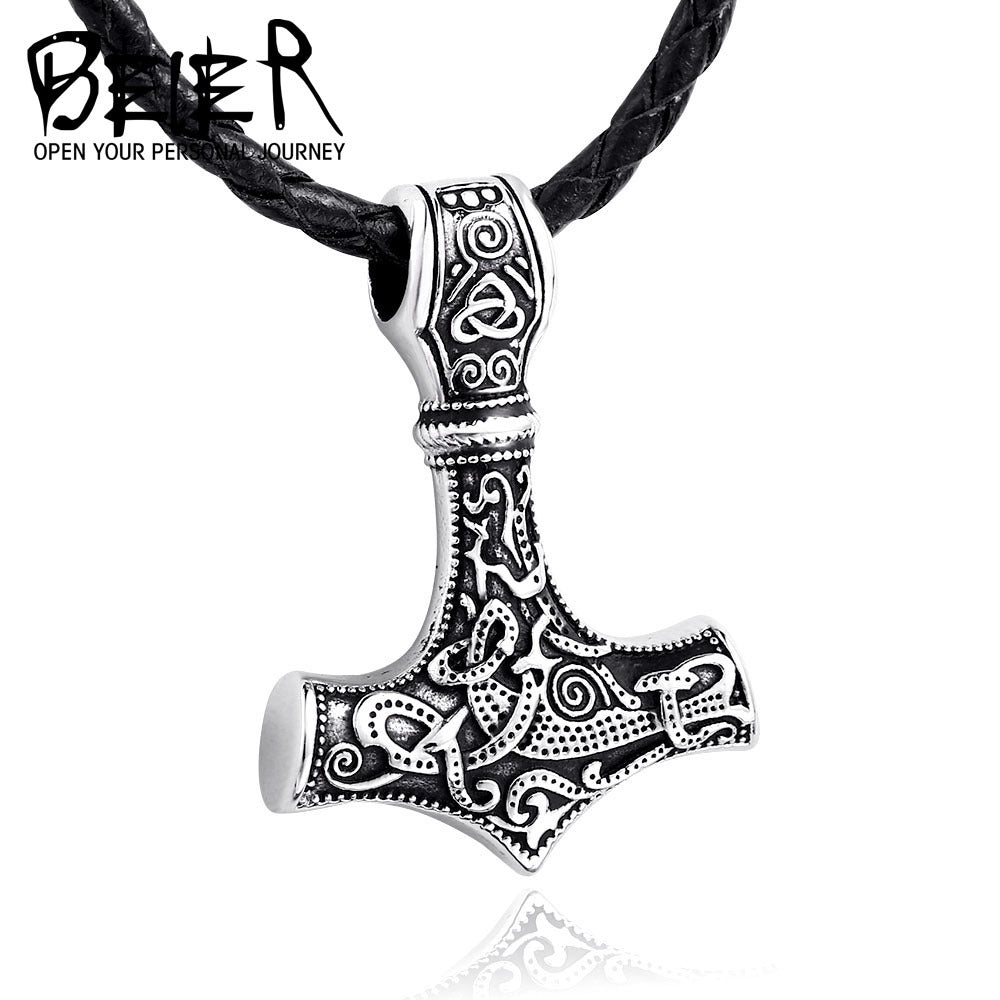 Beier Nordic Viking Celtic Knot Stainless Steel Pendant Vintage Titanium Steel Anchor Necklace