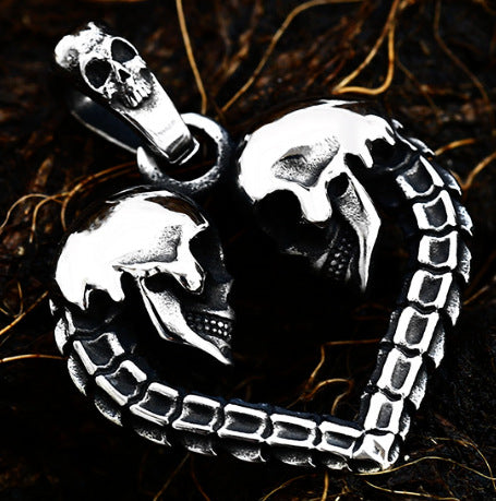 Beier Personalized Retro Creative Jewelry Stainless Steel Heart Skull Pendant Titanium Steel Men's Necklace