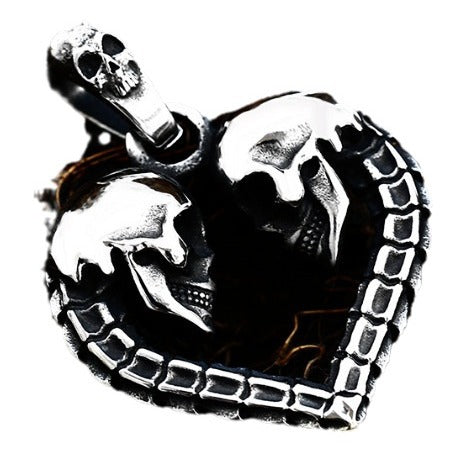 Beier Personalized Retro Creative Jewelry Stainless Steel Heart Skull Pendant Titanium Steel Men's Necklace