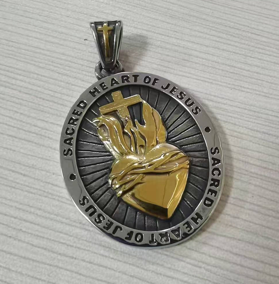 New Personalized Simple Letter Titanium Steel Pendant Wholesale Retro Heart-shaped Stainless Steel Necklace Accessories