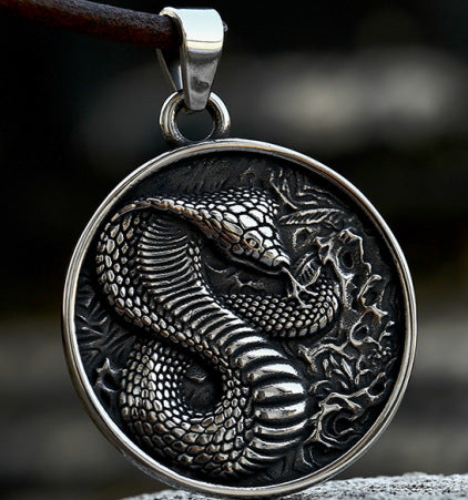 New Animal Snake Shaped Titanium Steel Pendant, Stainless Steel Snake Inlaid with Gemstones, Multiple Accessories