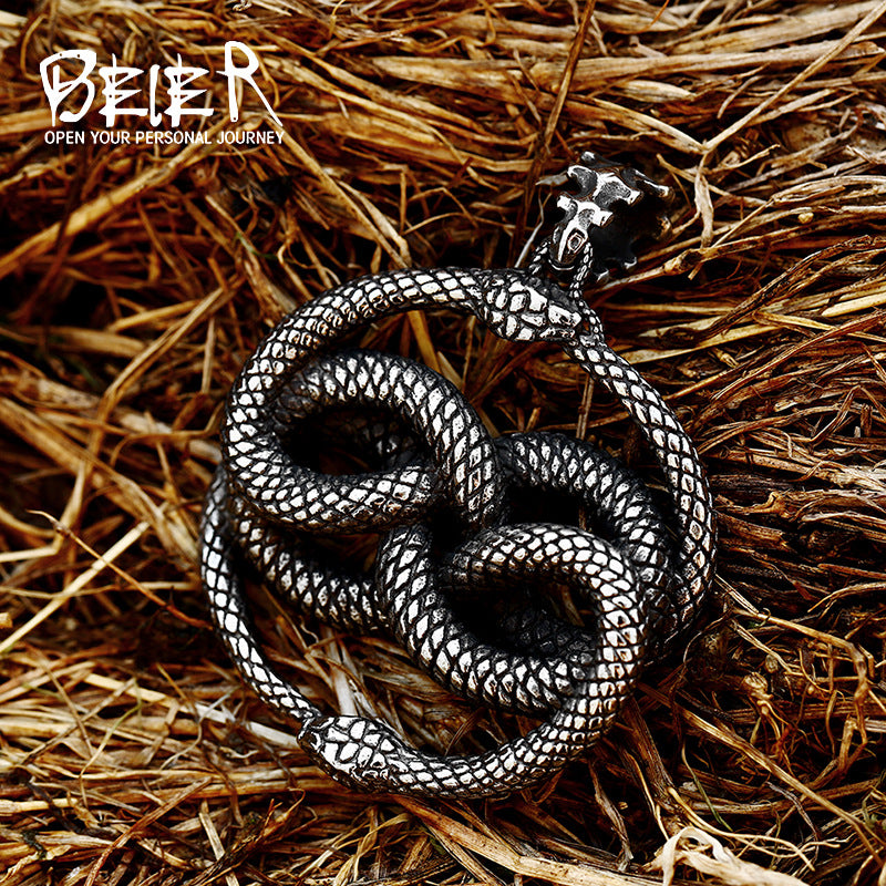 New Animal Snake Shaped Titanium Steel Pendant, Stainless Steel Snake Inlaid with Gemstones, Multiple Accessories
