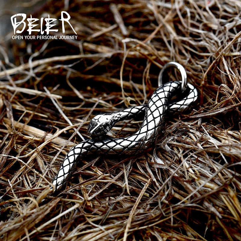 New Animal Snake Shaped Titanium Steel Pendant, Stainless Steel Snake Inlaid with Gemstones, Multiple Accessories